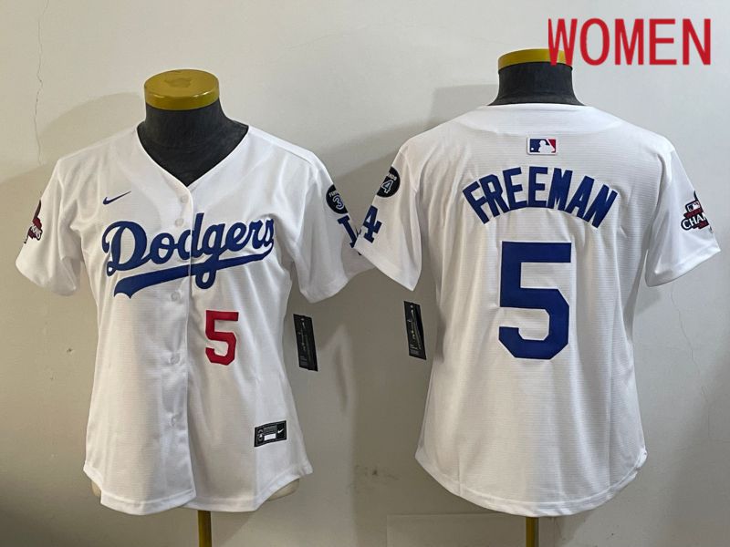 Women Los Angeles Dodgers #5 Freeman White Game 2024 Nike MLB Jersey style 12094->women mlb jersey->Women Jersey